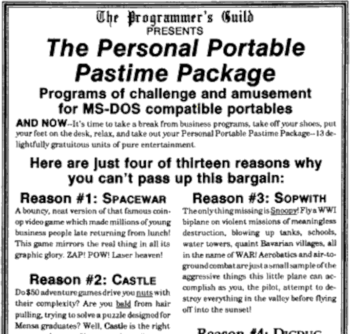 Pico magazine Programmer's Guild ad