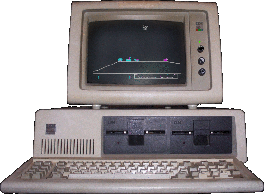 Illustration: IBM PC 5150 with Sopwith start screen